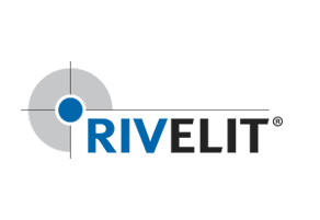 Logo Rivelit Bleu/Noir/Gris Fond Blanc