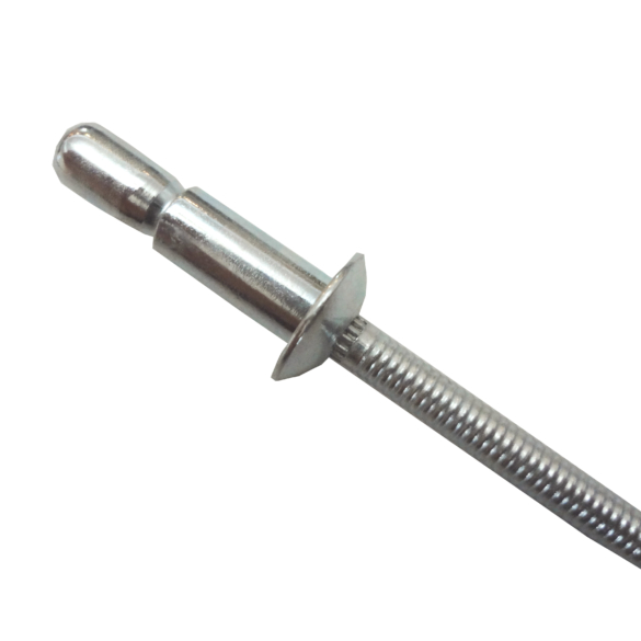Self-attaching, multi-grip flat head blind rivets for structures